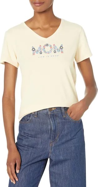 Пуловер Life is Good Wildflower Mom Short Sleeve CrusherVee, цвет Putty White