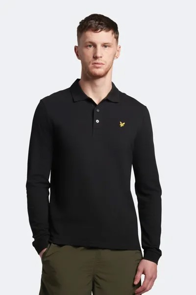 Черная рубашка-поло с длинными рукавами Lyle & Scott, черный