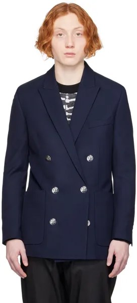 Темно-синий двубортный пиджак Balmain