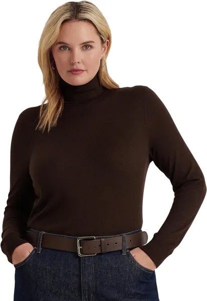 Свитер Plus-Size Silk-Blend Turtleneck LAUREN Ralph Lauren, цвет Circuit Brown