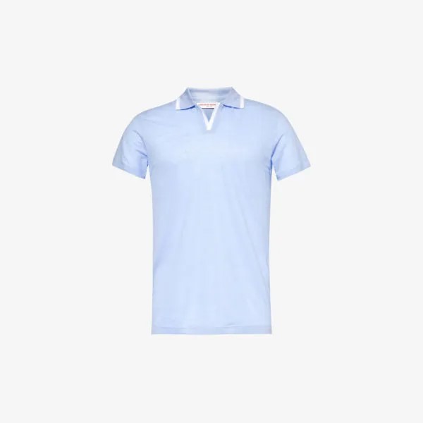 Льняная рубашка-поло felix с контрастной отделкой Orlebar Brown, синий