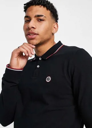 Черное поло с длинными рукавами Pretty Green-Черный цвет