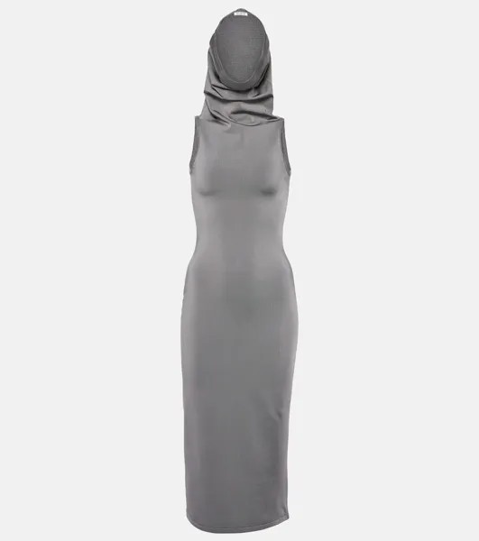 Платье миди из джерси с капюшоном Alaïa, серый
