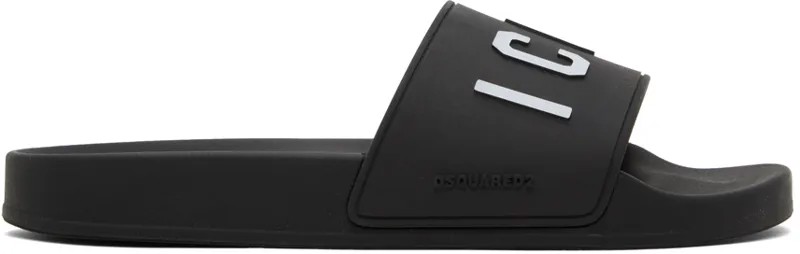 Черные шлепанцы Be Icon Dsquared2
