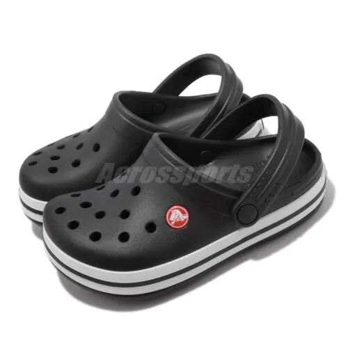 Crocs Crocband Clog K Black White Kids Preschool Slip On Sandals Shoe 207006-001