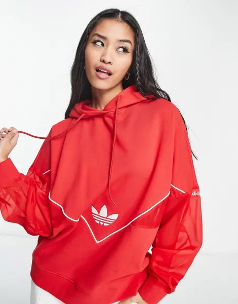 Худи красного цвета с сетчатыми вставками и трилистником adidas Originals
