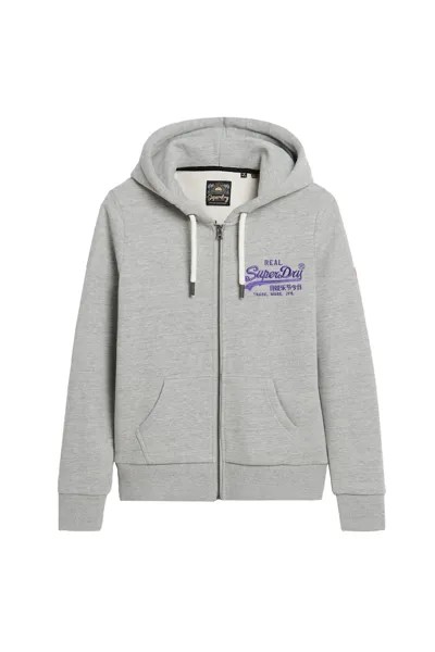 Худи с логотипом и ссылкой Superdry, серый