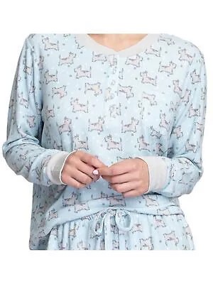 HANES Intimates Голубая вязаная пижама с круглым вырезом и длинными рукавами, размер XL