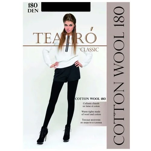 Колготки TEATRO Cotton Wool, 180 den, размер 5/5XL, nero