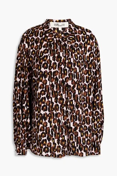 Keeva плиссированная рубашка из крепдешина с леопардовым принтом Diane Von Furstenberg, цвет Animal print