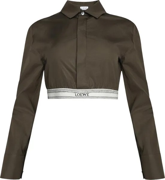 Рубашка Loewe Cropped 'Dark Olive Green', зеленый