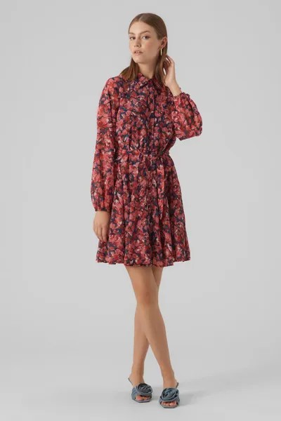 Платье-рубашка миди с длинными рукавами Vero Moda, мультиколор