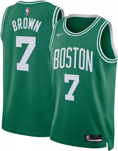 Мужская зеленая майка Nike Boston Celtics Jaylen Brown #7 Dri-FIT Swingman