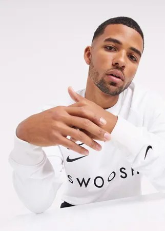 Белый свитшот с круглым вырезом и логотипом Nike