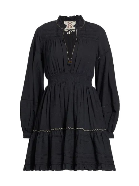 Текстурированное мини-платье Rayne из хлопка Figue, черный