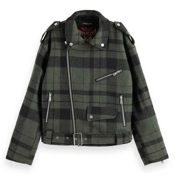 Куртка Scotch & Soda Check Biker, зеленый