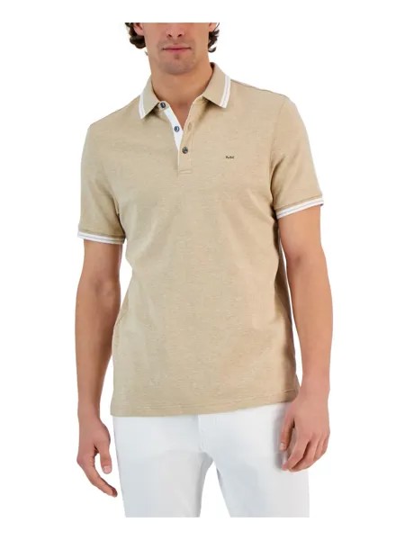 Мужская футболка-поло Greenwich в хлопковую полоску Michael Kors, цвет Khaki Heather