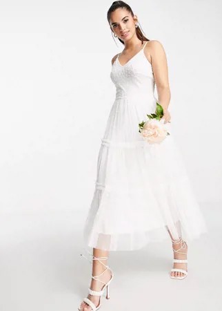 Свадебное платье миди цвета слоновой кости на бретелях Frock and Frill Bridal-Белый