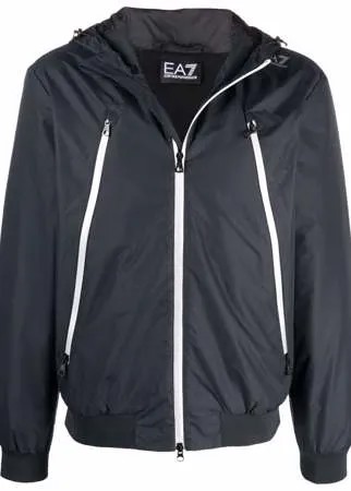 Ea7 Emporio Armani бомбер с капюшоном и логотипом