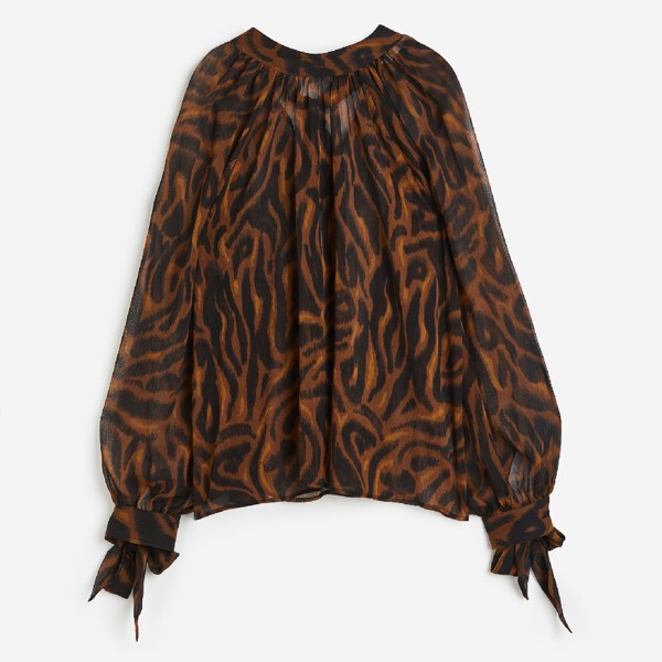 Блузка H&M Shoulder-pad, коричневый