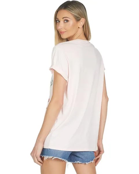 Футболка Lauren Moshi Wolf Janis Joplin with Crystals Boyfriend Tee, цвет Powder Pink