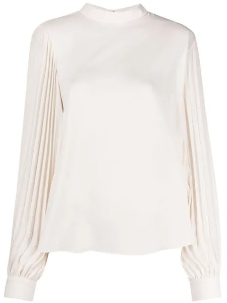 TWINSET атласная блузка с плиссированными рукавами