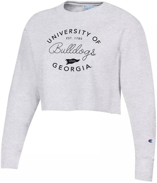 Серый пуловер с круглым вырезом обратного плетения Champion Georgia Bulldogs для женщин