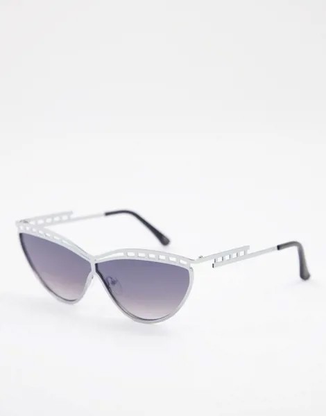 Солнцезащитные очки в оригинальной оправе серебристого цвета Jeepers Peepers-Серебристый