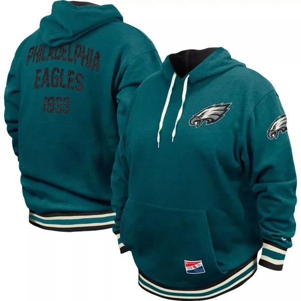 Мужской пуловер с капюшоном НФЛ Midnight Green Philadelphia Eagles Big & Tall New Era