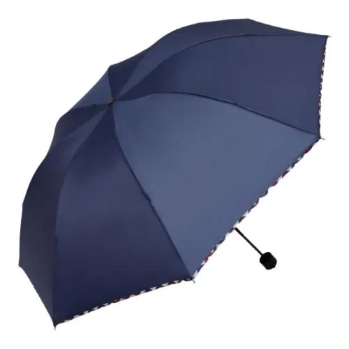 Зонт жен мех R47,5 3сл 8спиц П/Э Однотонный с оконт руч прям синий пакет