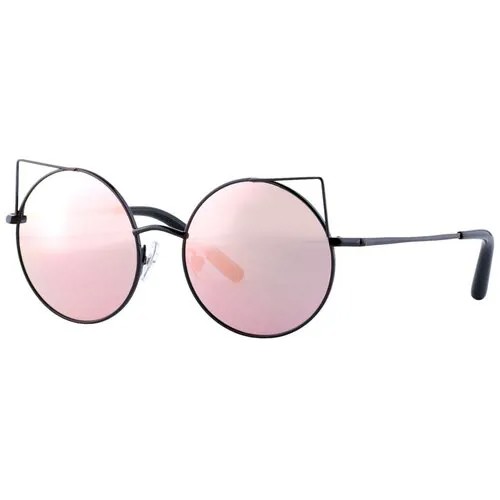 Солнцезащитные очки Matthew Williamson, круглые, оправа: металл, с защитой от УФ, зеркальные, для женщин, черный
