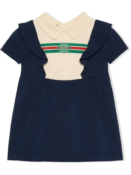 Gucci Kids платье с оборками и логотипом Interlocking G