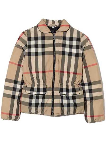 Burberry Kids пуховик в клетку Vintage Check