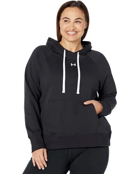 Худи Under Armour Plus Size Rival Fleece HB, цвет Black/White/White