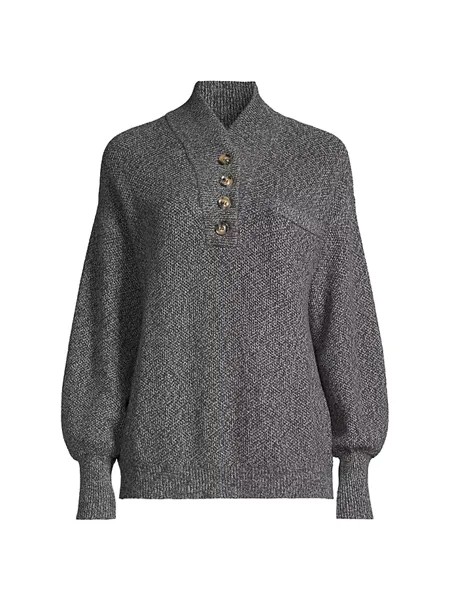Свитер на пуговицах из смесового хлопка Lunya, цвет speckled tinsel