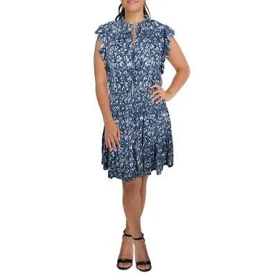 Женское темно-синее платье миди с оборками и расклешенной юбкой Lauren Ralph Lauren 16 BHFO 5254