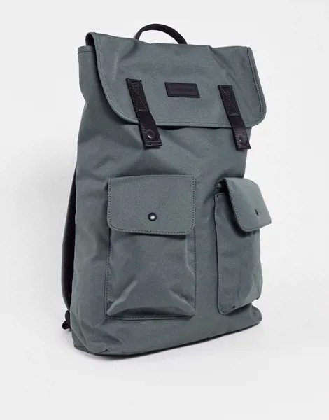 Серый нейлоновый рюкзак с двумя карманами Consigned