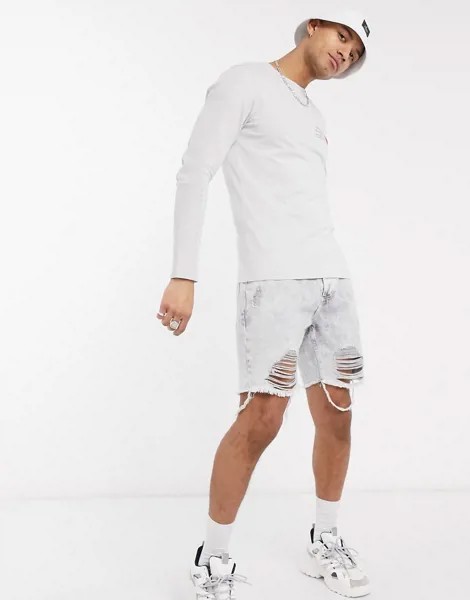 Светлый лонгслив с логотипом на груди Jack & Jones Core-Белый