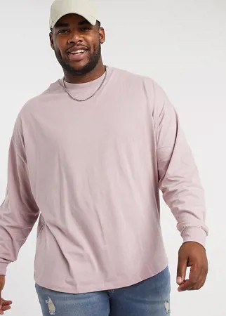 Oversized-лонгслив выбеленного фиолетового цвета ASOS DESIGN Plus-Розовый