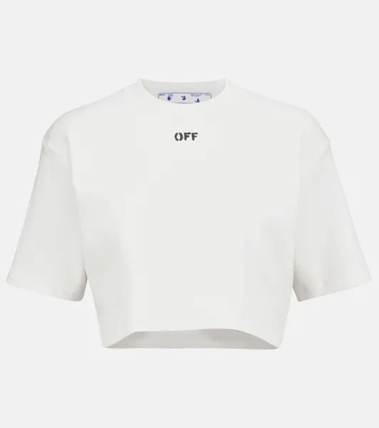 Укороченная футболка из смесового хлопка с логотипом OFF-WHITE, белый