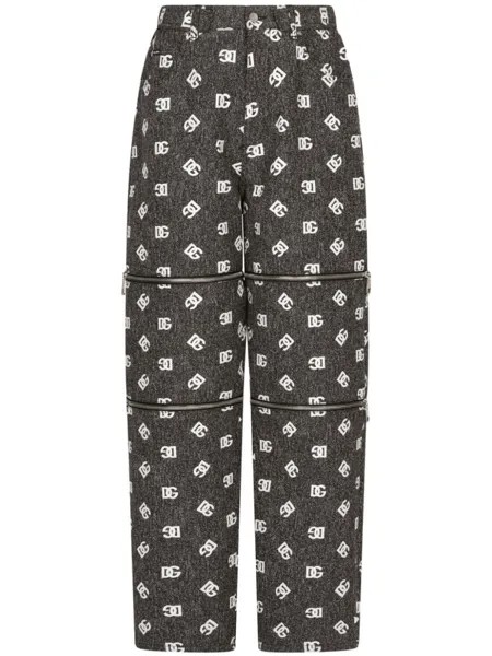 Dolce & Gabbana широкие джинсы с молниями и логотипом, черный