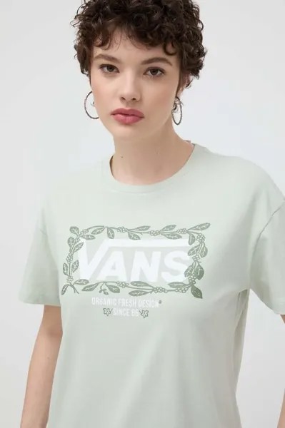 Хлопковая футболка Vans, зеленый