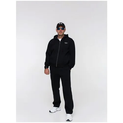 Костюм Pikate, олимпийка и брюки, прямой силуэт, карманы, капюшон, утепленный, размер 50, черный
