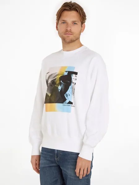 Джинсы NYC Хлопковый свитшот с принтом Calvin Klein, ярко-белый