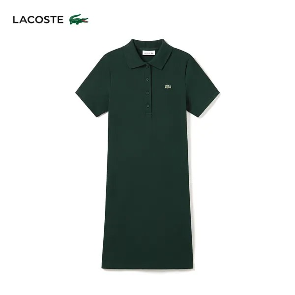 Платье Lacoste с воротником-поло и короткими рукавами, темно-зеленый