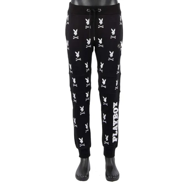 Спортивные брюки Philipp Plein X Playboy Embroidery Bunny, черные 08465