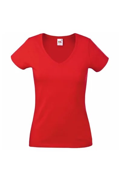 Легкая футболка Lady-Fit с V-образным вырезом и короткими рукавами Fruit of the Loom, красный