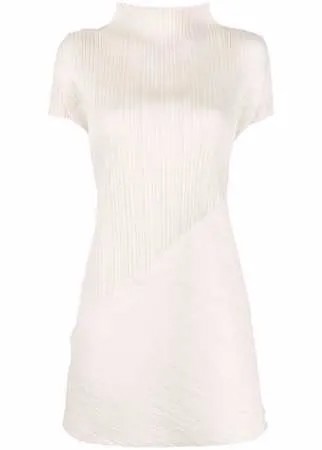 Pleats Please Issey Miyake плиссированное платье мини с короткими рукавами
