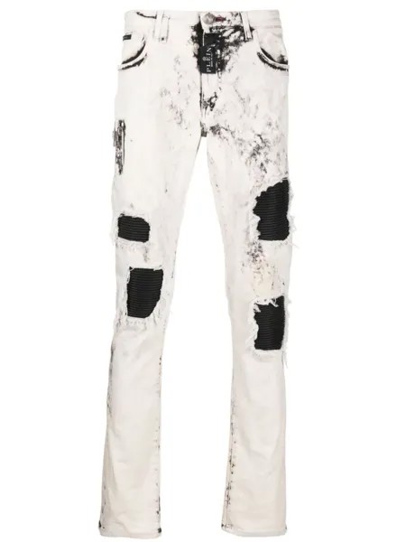 Philipp Plein джинсы Rock Star с эффектом потертости, белый