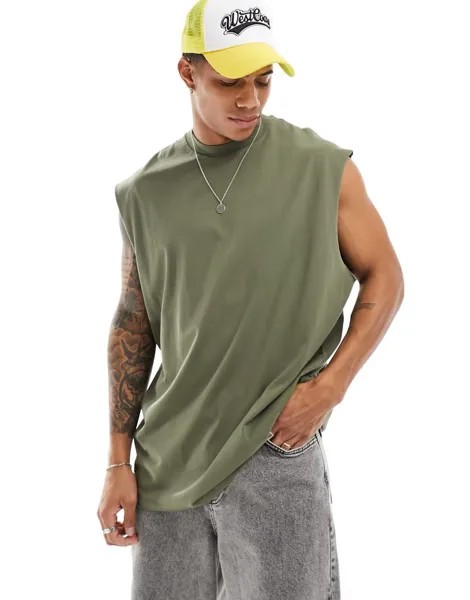 Объемная майка цвета хаки ASOS DESIGN
